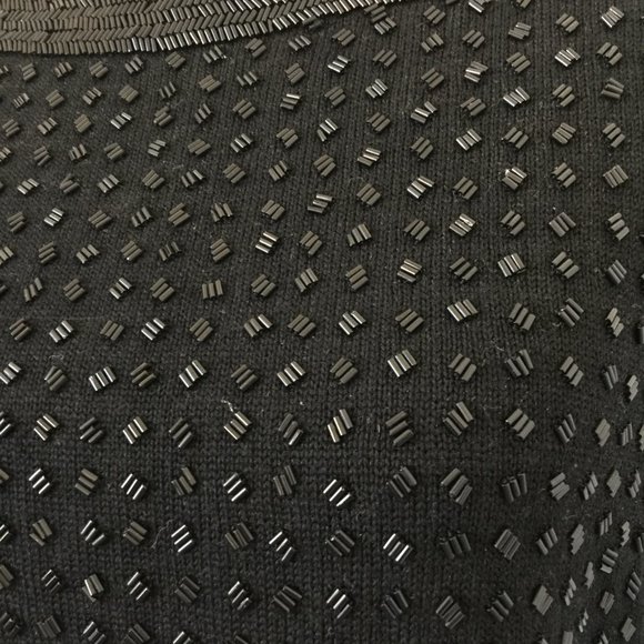 Vintage Wool Black Beaded Wool Shell Top Metal Zipper Small Balore Knits - Picture 2 of 9